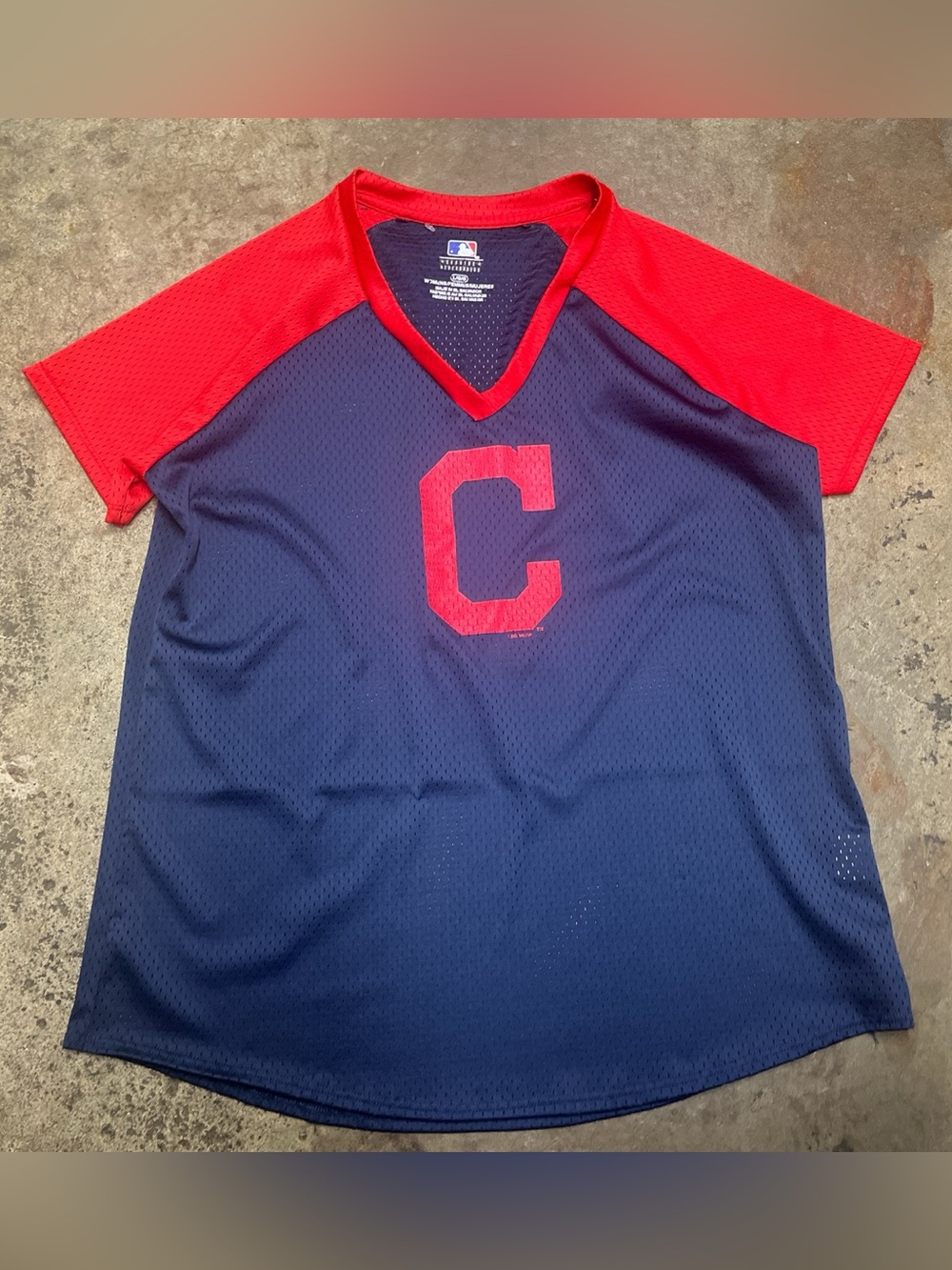 MLB Cleveland Guardians Mesh Jersey Women’s Large Navy Lightweight Baseball 00s